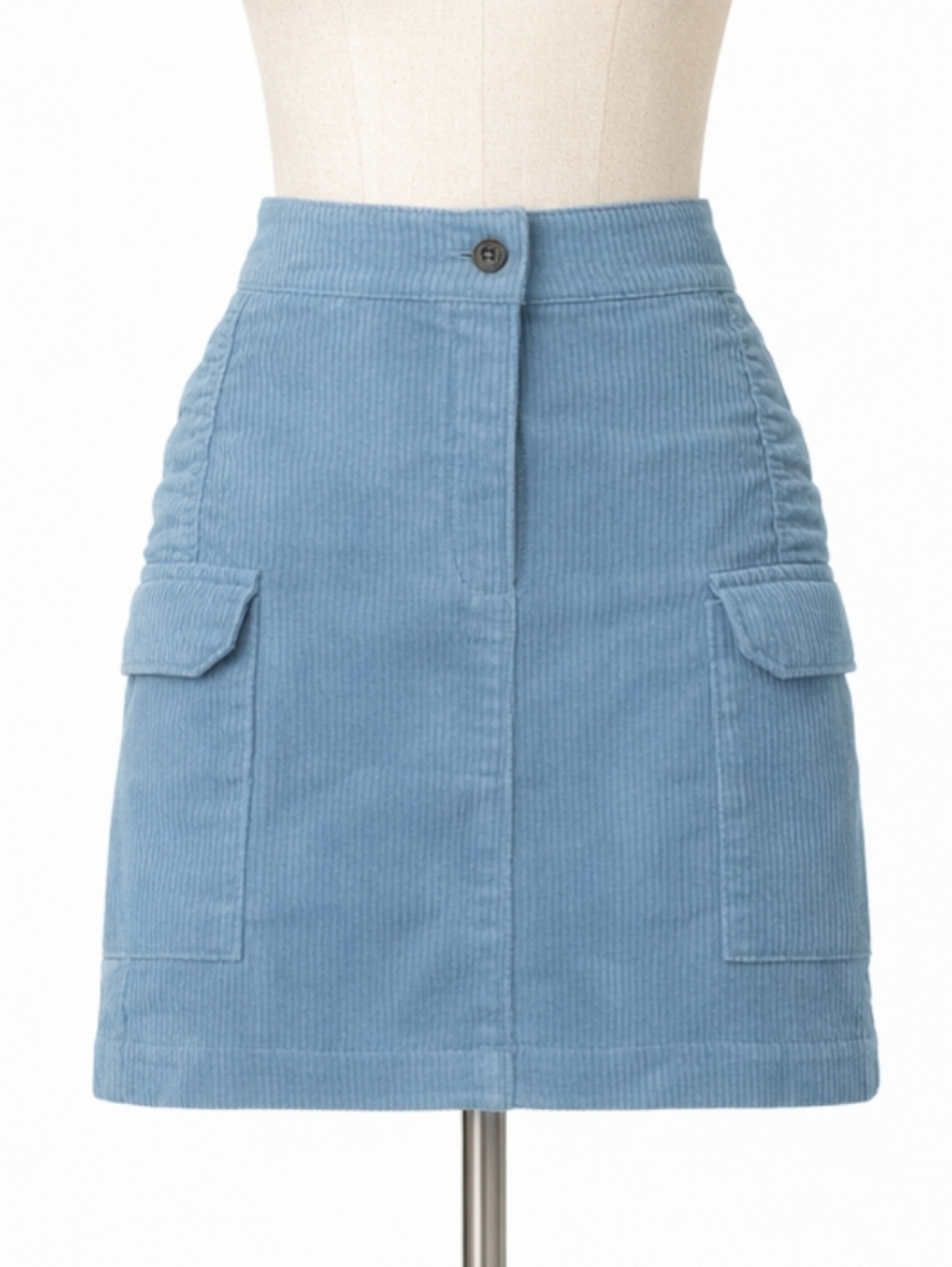 Cotton On Sky Blue Corduroy Cargo Mini Skirt Utility Pockets Size 4 29" Waist